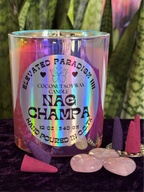 Nag Champa Scented Candle /Iridescent Vessel 12 oz