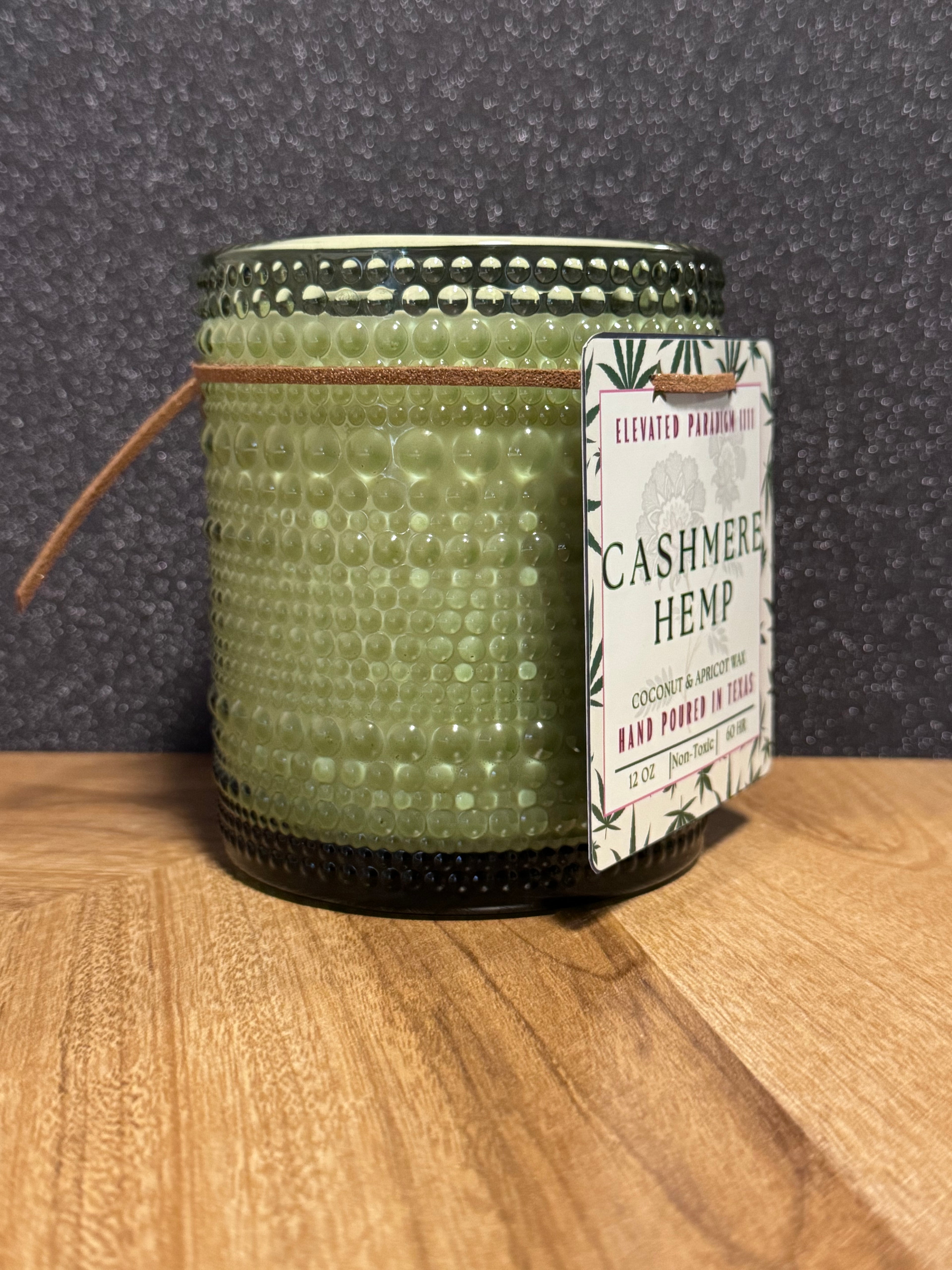 Cashmere Hemp Scented Candle 12 oz-Green Ribbed Jar