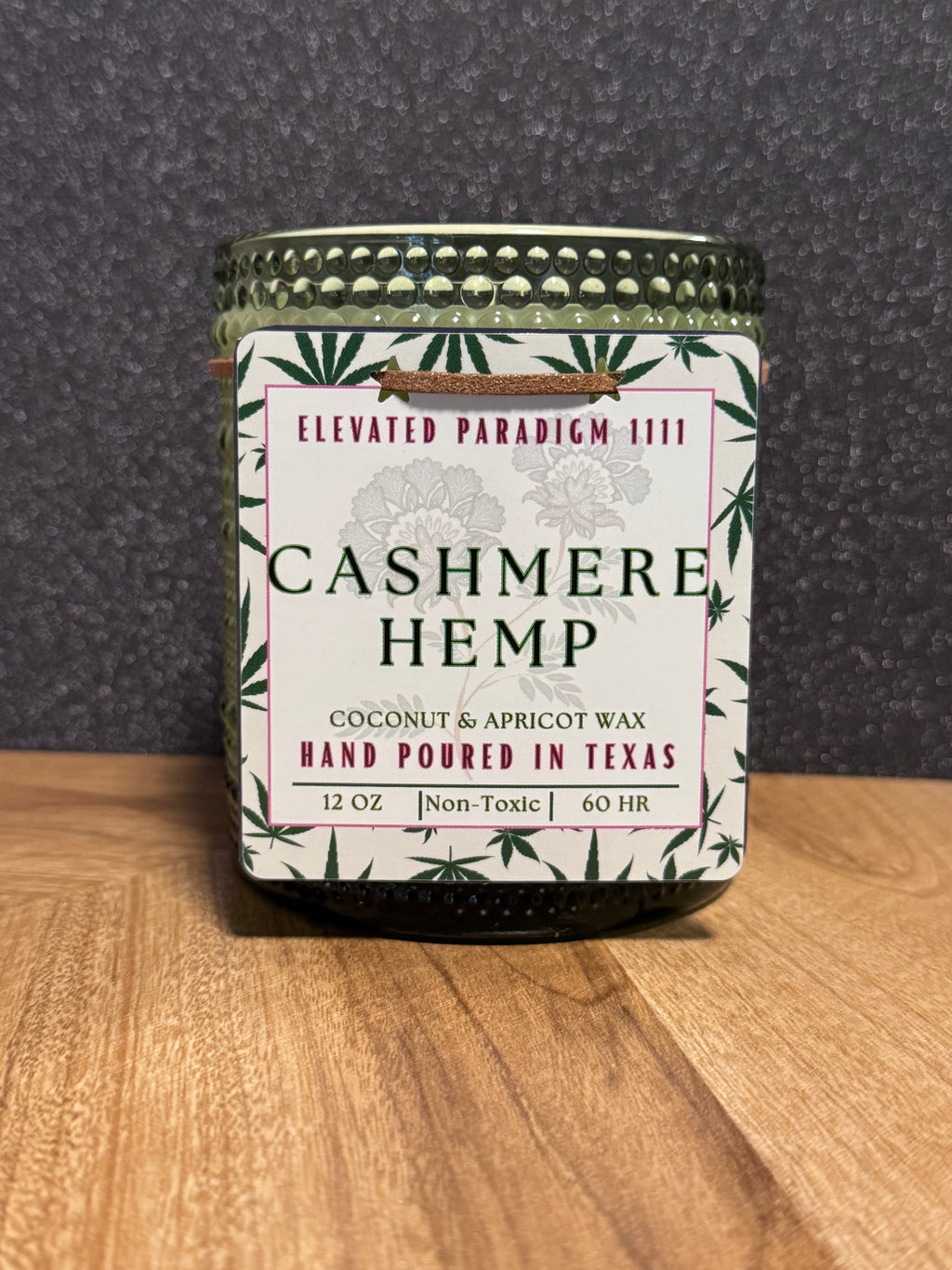 Cashmere Hemp Scented Candle 12 oz-Green Ribbed Jar