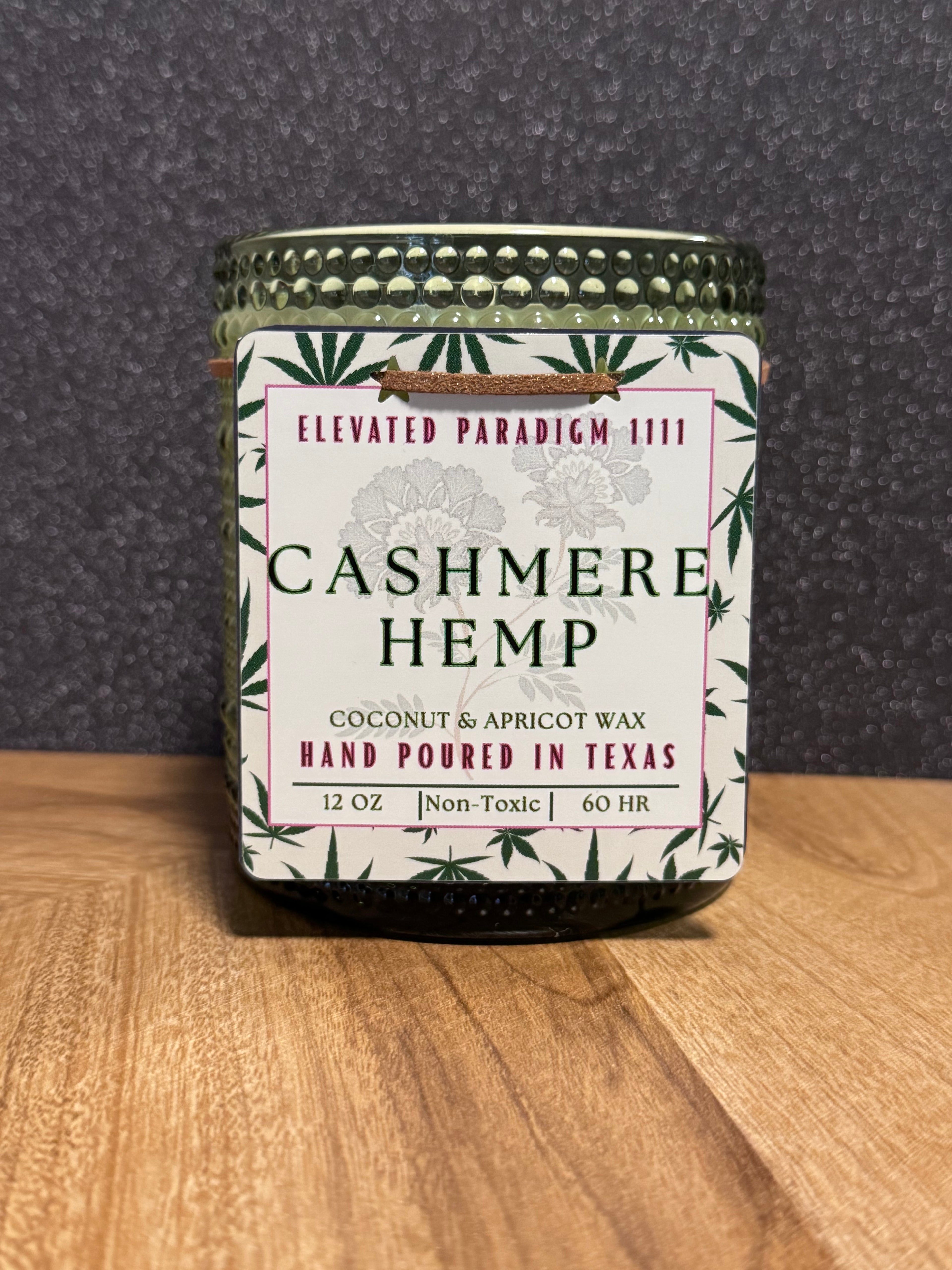 Cashmere Hemp Scented Candle 12 oz-Green Ribbed Jar