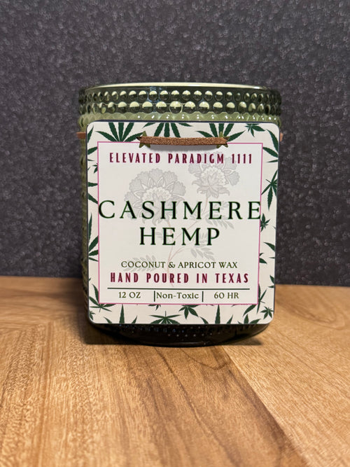 Cashmere Hemp Scented Candle 12 oz-Green Ribbed Jar