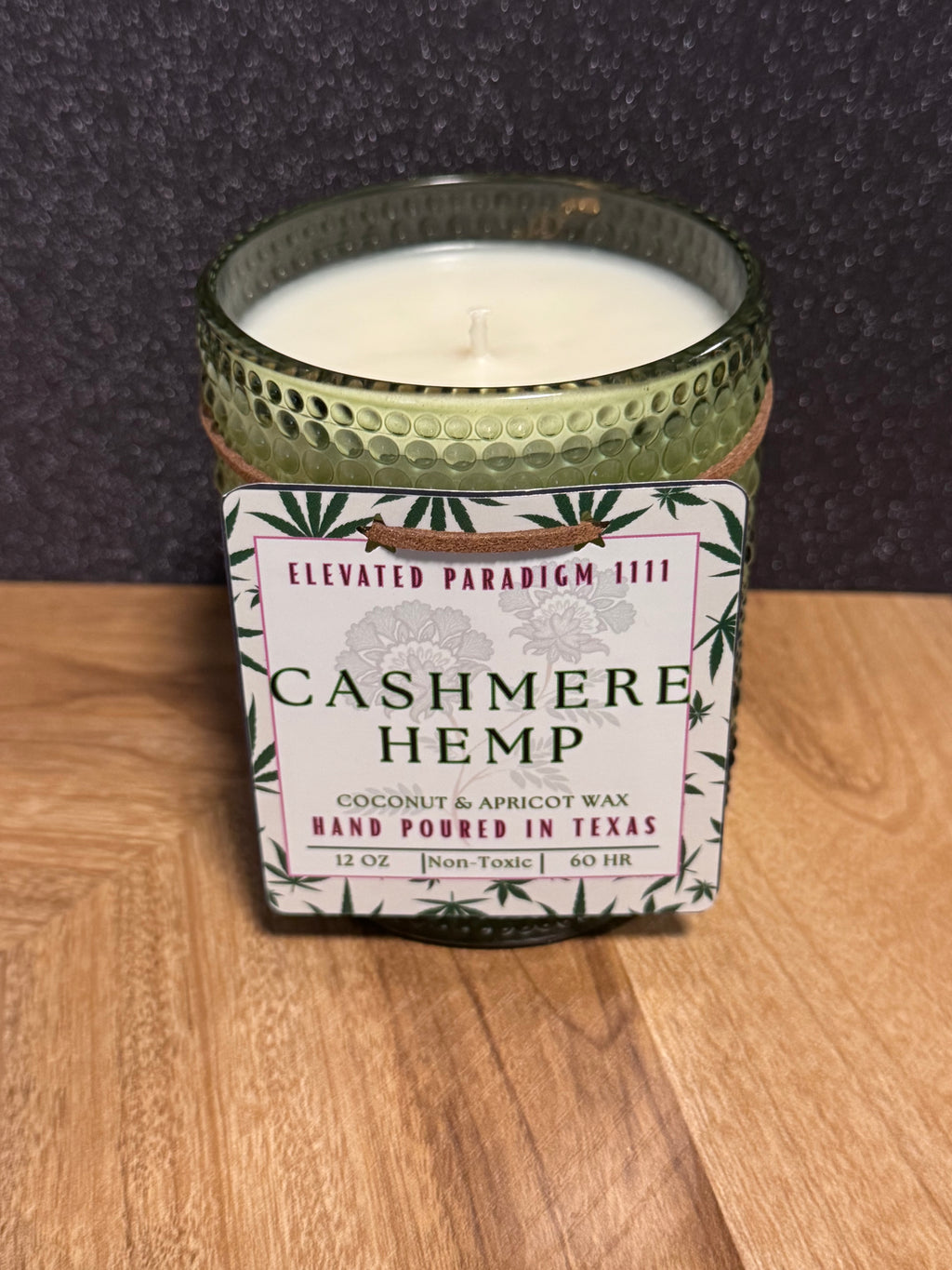 Cashmere Hemp Scented Candle 12 oz-Green Ribbed Jar