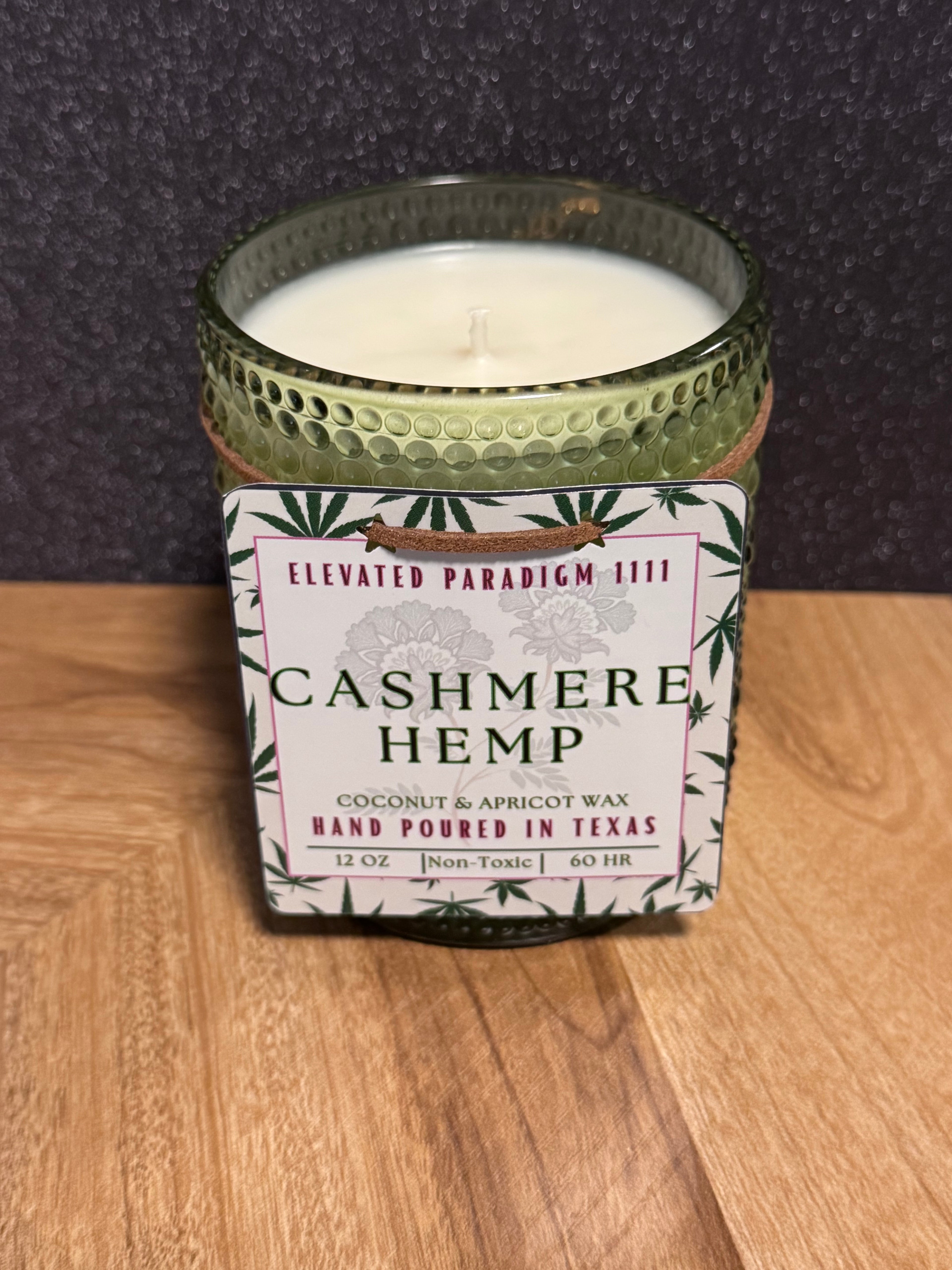 Cashmere Hemp Scented Candle 12 oz-Green Ribbed Jar
