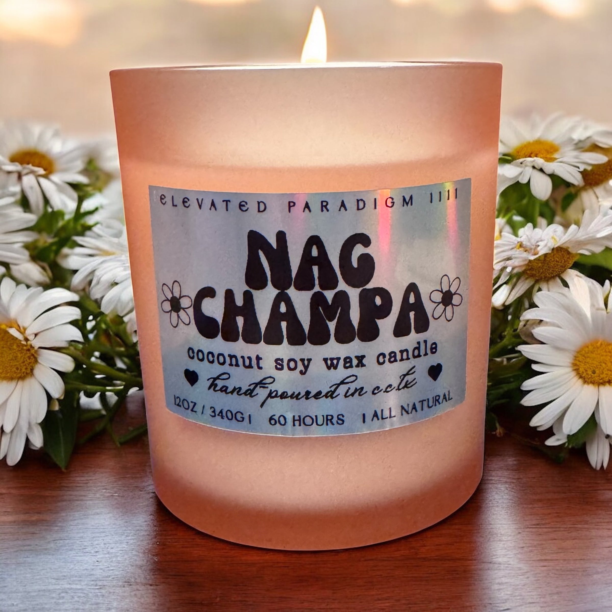 Nag Champa Scented/Orange Vessel 12 oz